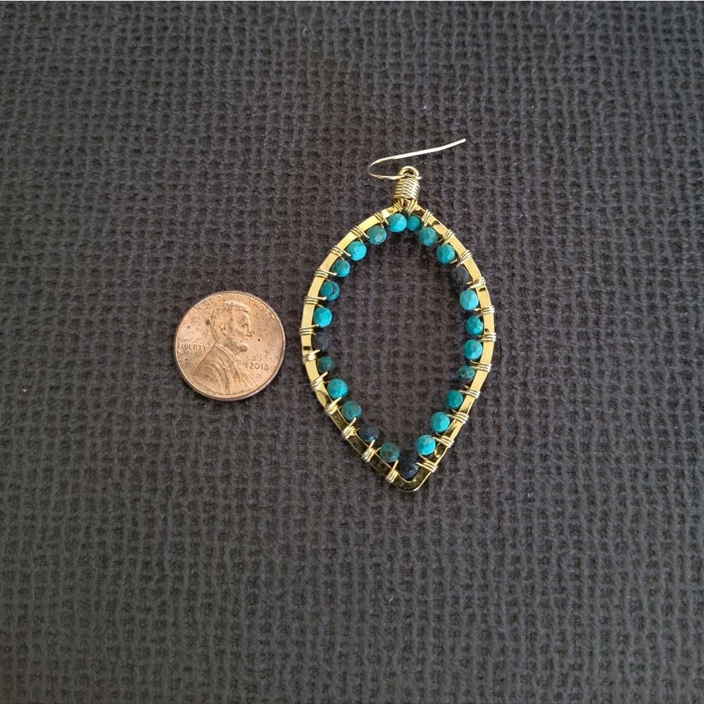 Blue💙-Green💚 Turquoise Teardrop💦 Earrings - Picture 5 of 13